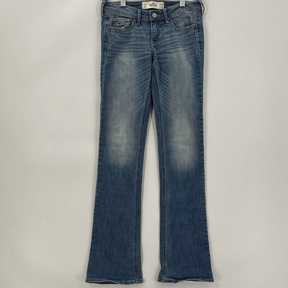 Hollister‎ Y2K Denim Jeans Womens 1R Low Rise Flare Boot Cut 27x32 Stretch Fade